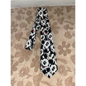 Vintage Balancine Mickey Mouse NeckTie The Tie Works Disney Black And White VTG